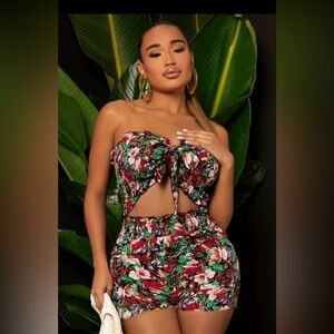 Floral Strapless Romper